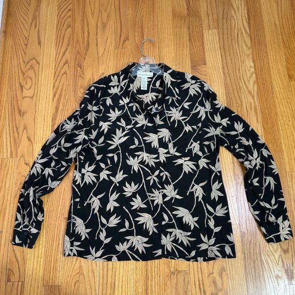 EVAN PICONE Vintage 100% Silk Bamboo Print Long Sleeve Blouse 12 M/L - Picture 12 of 14